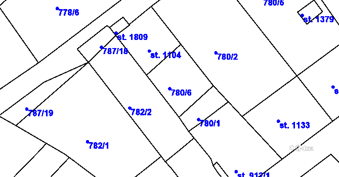 Parcela st. 780/6 v KÚ Vizovice, Katastrální mapa