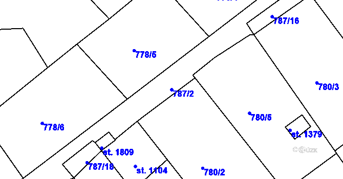 Parcela st. 787/2 v KÚ Vizovice, Katastrální mapa