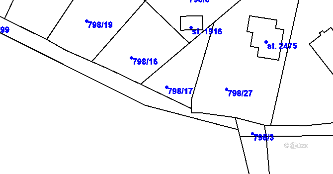 Parcela st. 798/17 v KÚ Vizovice, Katastrální mapa