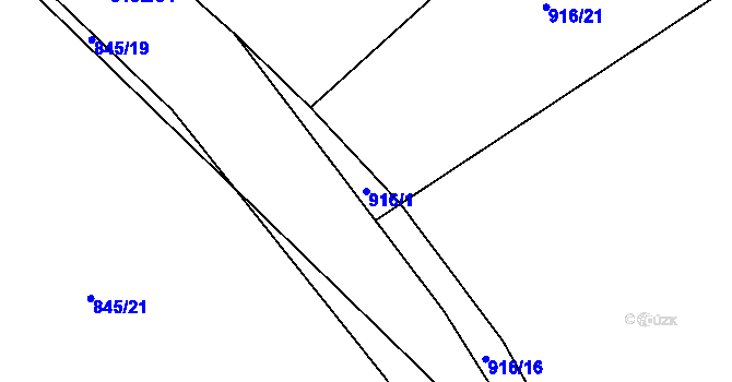 Parcela st. 916/1 v KÚ Vizovice, Katastrální mapa