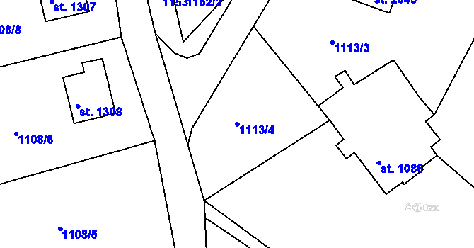 Parcela st. 1113/4 v KÚ Vizovice, Katastrální mapa