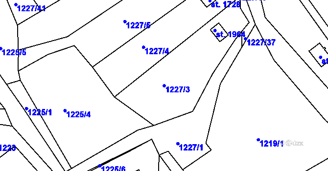 Parcela st. 1227/3 v KÚ Vizovice, Katastrální mapa