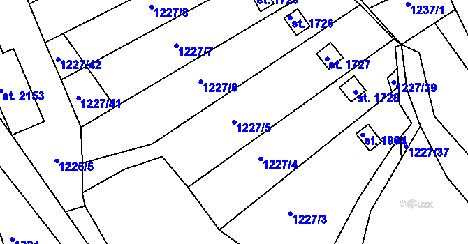 Parcela st. 1227/5 v KÚ Vizovice, Katastrální mapa