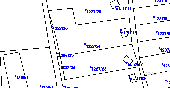 Parcela st. 1227/24 v KÚ Vizovice, Katastrální mapa