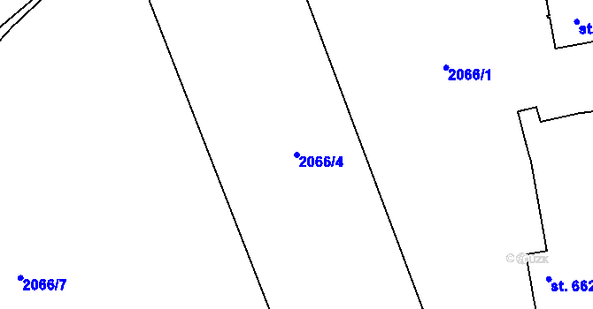 Parcela st. 2066/4 v KÚ Vizovice, Katastrální mapa