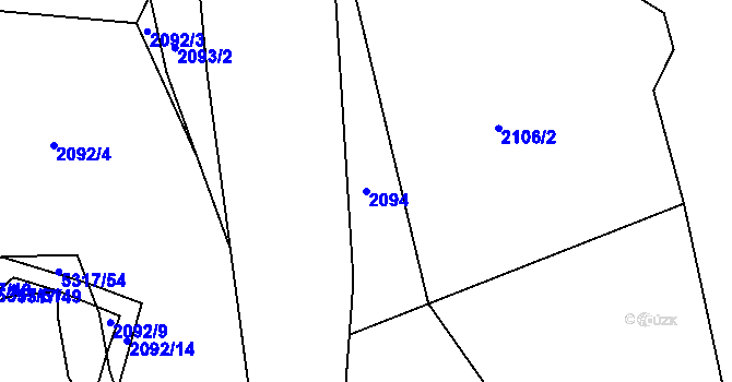 Parcela st. 2094 v KÚ Vizovice, Katastrální mapa