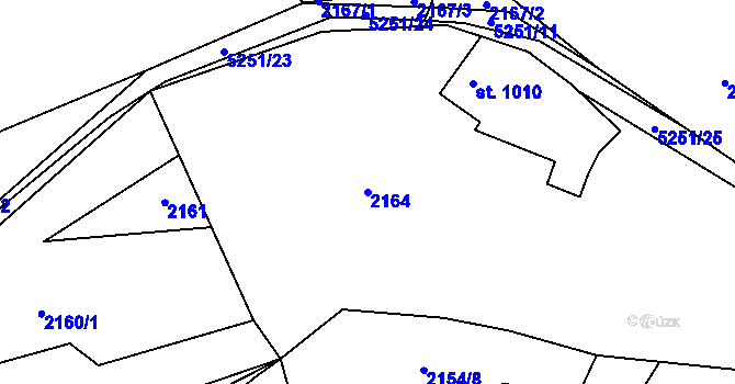 Parcela st. 2164 v KÚ Vizovice, Katastrální mapa