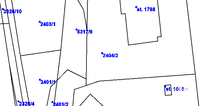 Parcela st. 2404/2 v KÚ Vizovice, Katastrální mapa