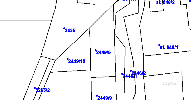 Parcela st. 2449/5 v KÚ Vizovice, Katastrální mapa