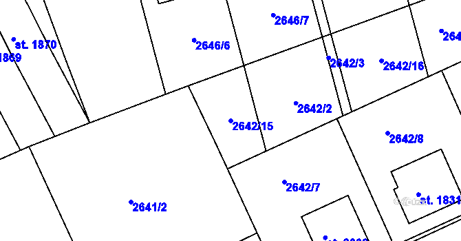 Parcela st. 2642/15 v KÚ Vizovice, Katastrální mapa
