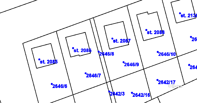 Parcela st. 2646/8 v KÚ Vizovice, Katastrální mapa