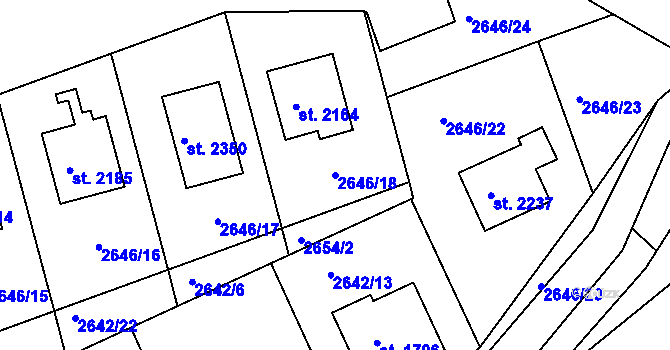 Parcela st. 2646/18 v KÚ Vizovice, Katastrální mapa