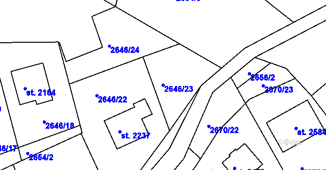 Parcela st. 2646/23 v KÚ Vizovice, Katastrální mapa