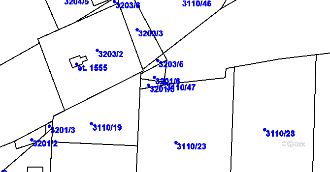 Parcela st. 3110/1 v KÚ Vizovice, Katastrální mapa