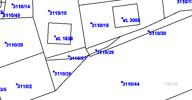 Parcela st. 3110/29 v KÚ Vizovice, Katastrální mapa