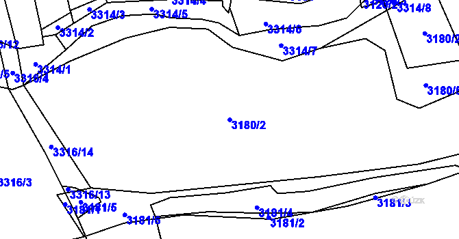 Parcela st. 3180/2 v KÚ Vizovice, Katastrální mapa