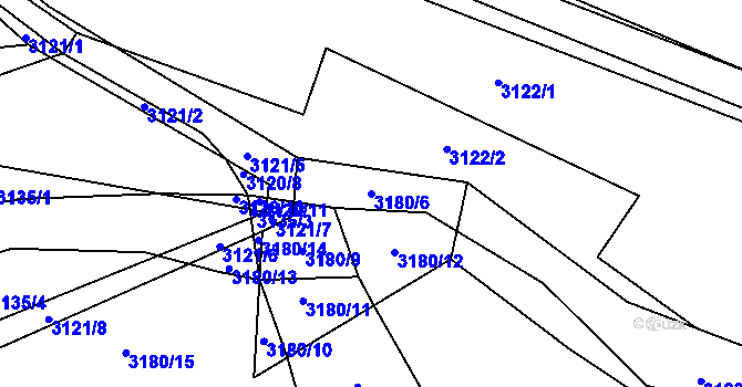 Parcela st. 3180/6 v KÚ Vizovice, Katastrální mapa