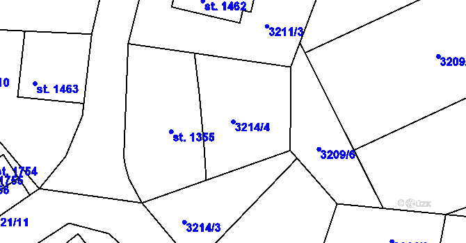 Parcela st. 3214/4 v KÚ Vizovice, Katastrální mapa