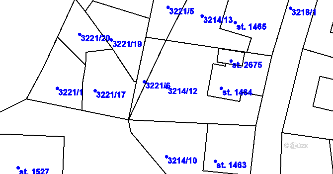 Parcela st. 3214/12 v KÚ Vizovice, Katastrální mapa