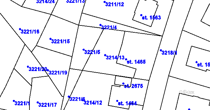 Parcela st. 3214/13 v KÚ Vizovice, Katastrální mapa