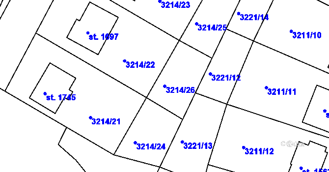 Parcela st. 3214/26 v KÚ Vizovice, Katastrální mapa
