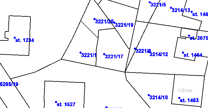 Parcela st. 3221/17 v KÚ Vizovice, Katastrální mapa