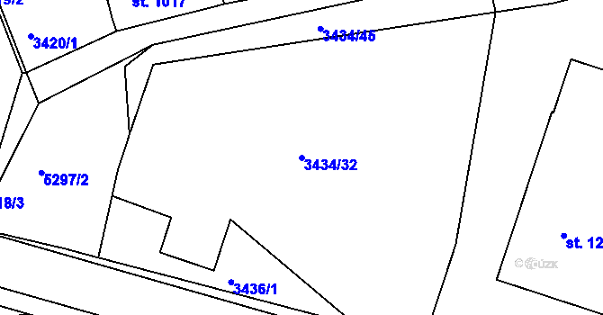 Parcela st. 3434/32 v KÚ Vizovice, Katastrální mapa