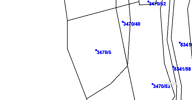 Parcela st. 3470/5 v KÚ Vizovice, Katastrální mapa