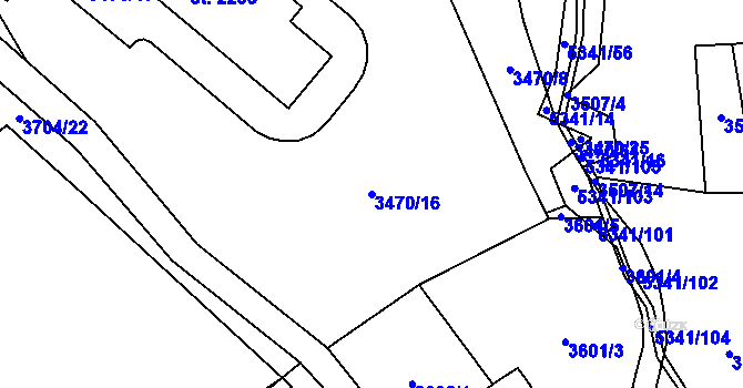 Parcela st. 3470/16 v KÚ Vizovice, Katastrální mapa