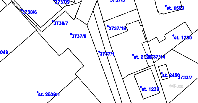 Parcela st. 3737/1 v KÚ Vizovice, Katastrální mapa