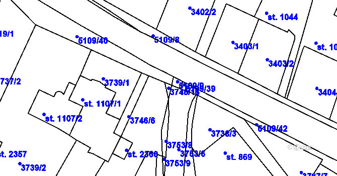 Parcela st. 3746/16 v KÚ Vizovice, Katastrální mapa