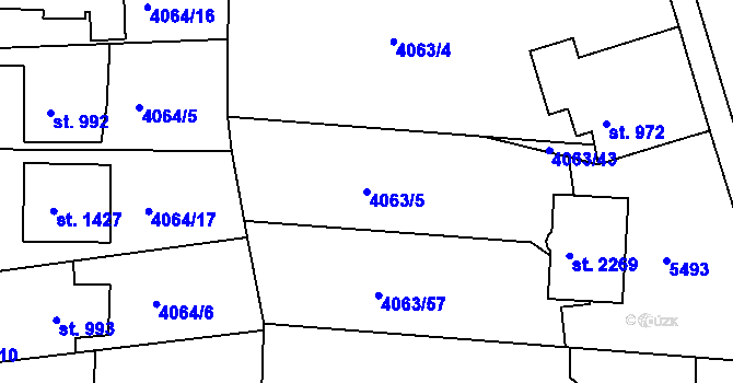 Parcela st. 4063/5 v KÚ Vizovice, Katastrální mapa