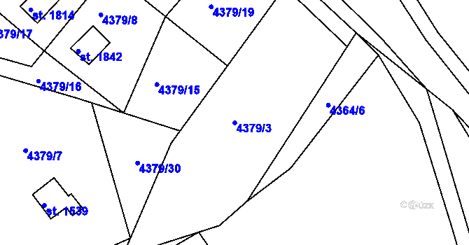 Parcela st. 4379/3 v KÚ Vizovice, Katastrální mapa