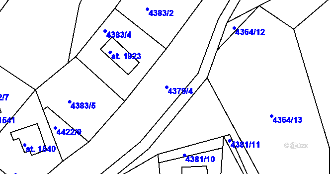 Parcela st. 4379/4 v KÚ Vizovice, Katastrální mapa