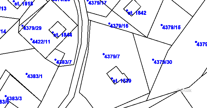 Parcela st. 4379/7 v KÚ Vizovice, Katastrální mapa