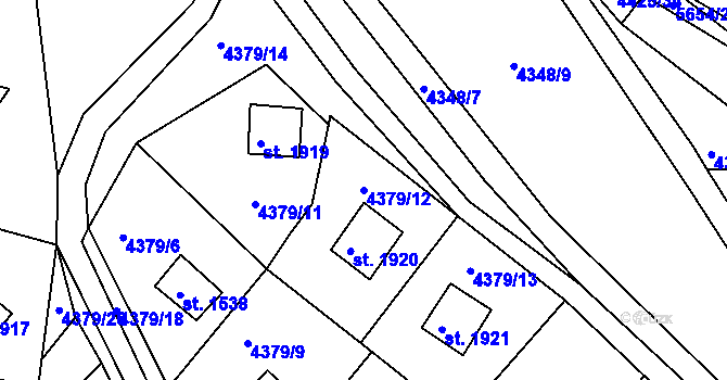 Parcela st. 4379/12 v KÚ Vizovice, Katastrální mapa