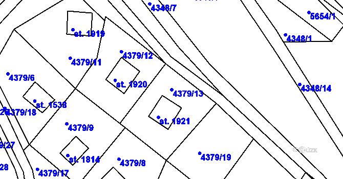 Parcela st. 4379/13 v KÚ Vizovice, Katastrální mapa