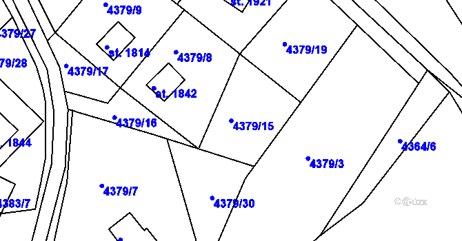 Parcela st. 4379/15 v KÚ Vizovice, Katastrální mapa