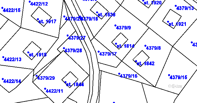 Parcela st. 4379/17 v KÚ Vizovice, Katastrální mapa