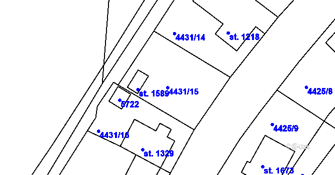 Parcela st. 4431/15 v KÚ Vizovice, Katastrální mapa