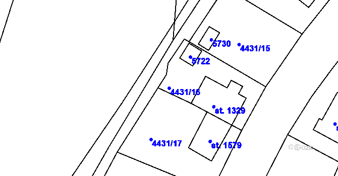 Parcela st. 4431/16 v KÚ Vizovice, Katastrální mapa