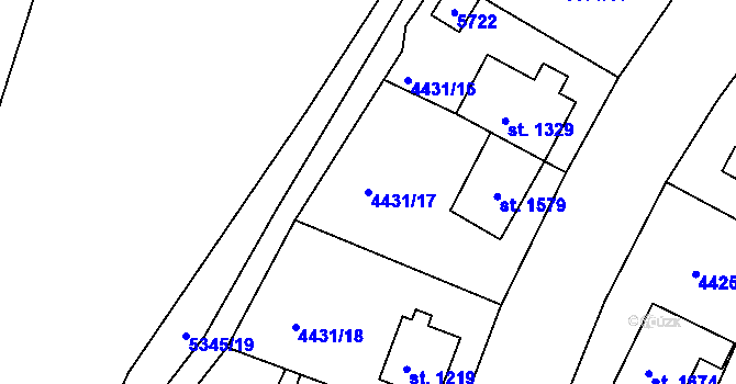 Parcela st. 4431/17 v KÚ Vizovice, Katastrální mapa