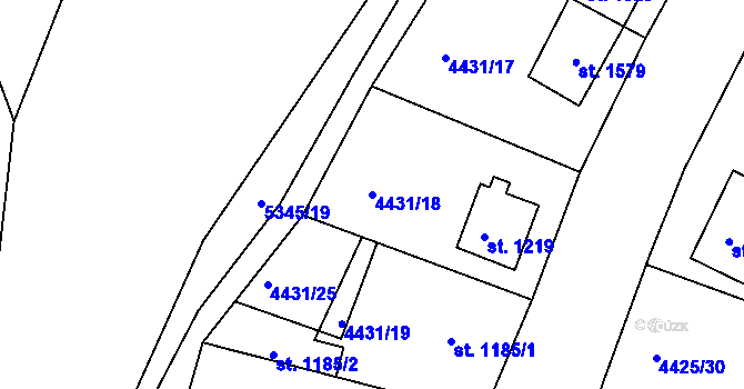 Parcela st. 4431/18 v KÚ Vizovice, Katastrální mapa