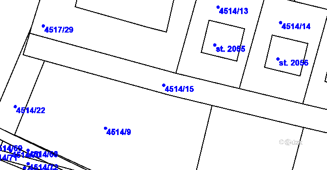 Parcela st. 4514/15 v KÚ Vizovice, Katastrální mapa