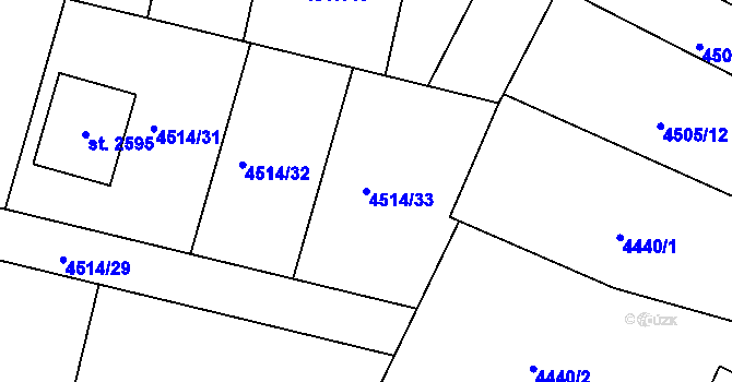 Parcela st. 4514/33 v KÚ Vizovice, Katastrální mapa