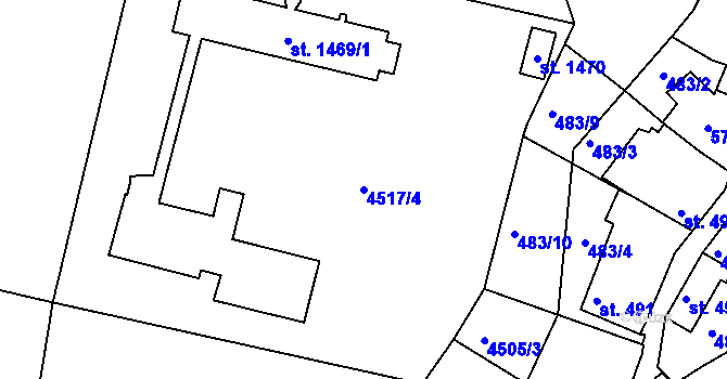Parcela st. 4517/4 v KÚ Vizovice, Katastrální mapa