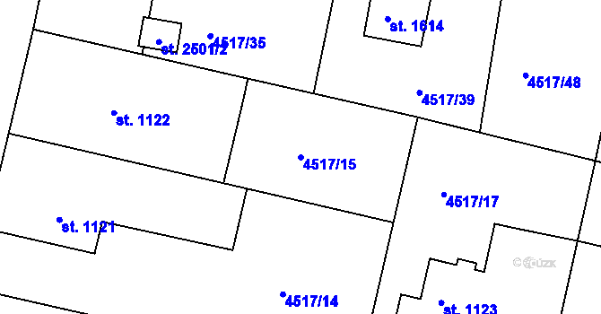 Parcela st. 4517/15 v KÚ Vizovice, Katastrální mapa