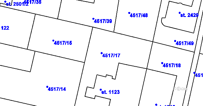 Parcela st. 4517/17 v KÚ Vizovice, Katastrální mapa