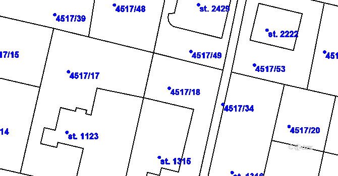 Parcela st. 4517/18 v KÚ Vizovice, Katastrální mapa