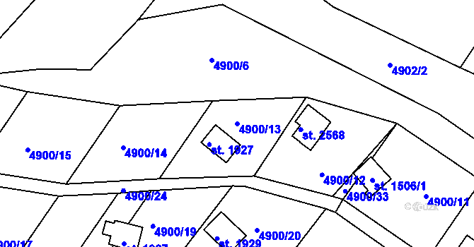 Parcela st. 4900/13 v KÚ Vizovice, Katastrální mapa